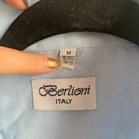 Berlioni Italy Long Sleeve Button-Down Dress Shirt Size M - Picture 4 of 9